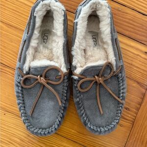 UGG Charcoal Moccasins with Tan Laces